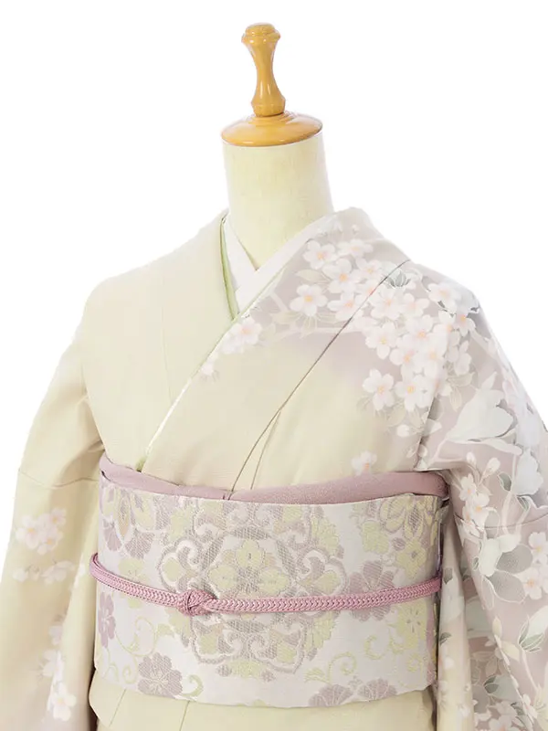 訪問着 HAD2890 くすみﾍﾞｰｼﾞｭ/ｸﾞﾚｰｼﾞｭ 桜