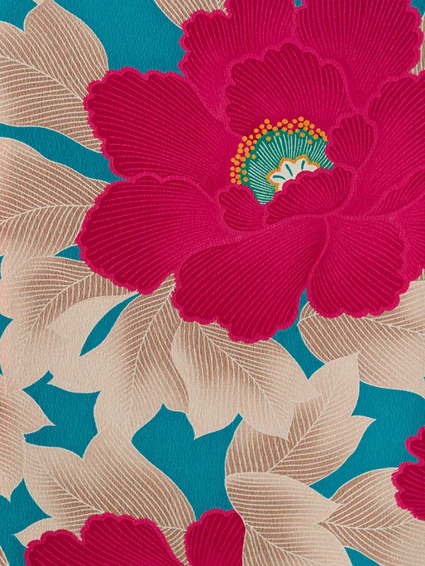 卒業袴 R052 HDL0052 ﾀｰｺｲｽﾞ ﾋﾟﾝｸ 牡丹|ｸﾘｰﾑ白