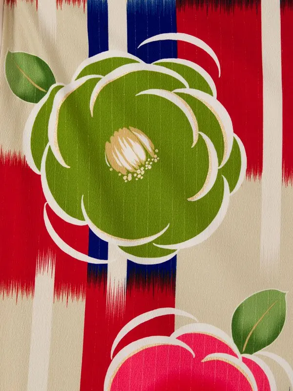 卒業袴 R0129 H157-25-3 ｸﾘｰﾑ×紺赤MIX 椿|ｸﾘｰﾑ袴