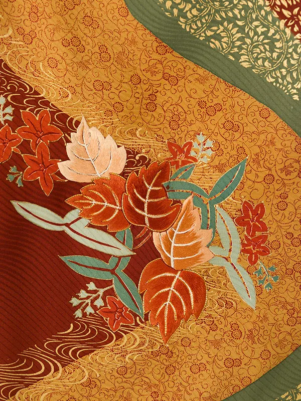 卒業袴 R857 HDL0857 正絹 赤茶地 葵刺繍 |ﾓｽG 91cm