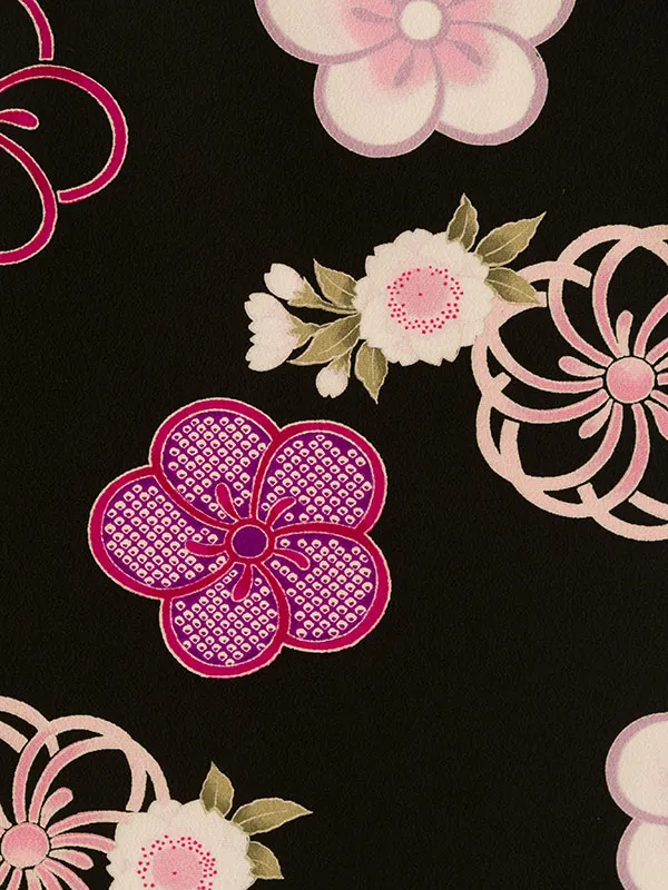 卒業袴 R1044 HDL1044 黒地 ねじり梅|ﾜｲﾝぼかし91