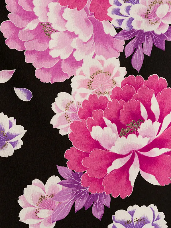卒業袴 R1158_H139-26-1 黒 牡丹桜|ﾛｰｽﾞﾋﾟﾝｸ 桜刺繍
