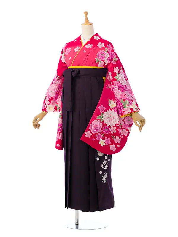 卒業袴 R1159_H170-25-2 ﾛｰｽﾞﾋﾟﾝｸ赤ぼかし|紫袴