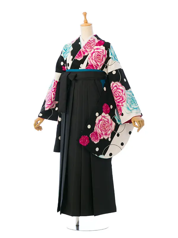 卒業袴 R1217 HDL1217 黒/白 ﾊﾞﾗ 水玉|黒