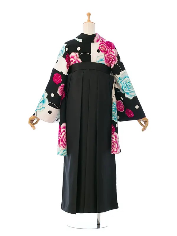 卒業袴 R1217 HDL1217 黒/白 ﾊﾞﾗ 水玉|黒