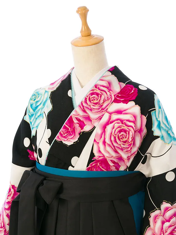 卒業袴 R1217 HDL1217 黒/白 ﾊﾞﾗ 水玉|黒