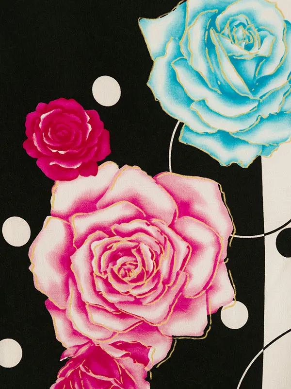 卒業袴 R1217 HDL1217 黒/白 ﾊﾞﾗ 水玉|黒