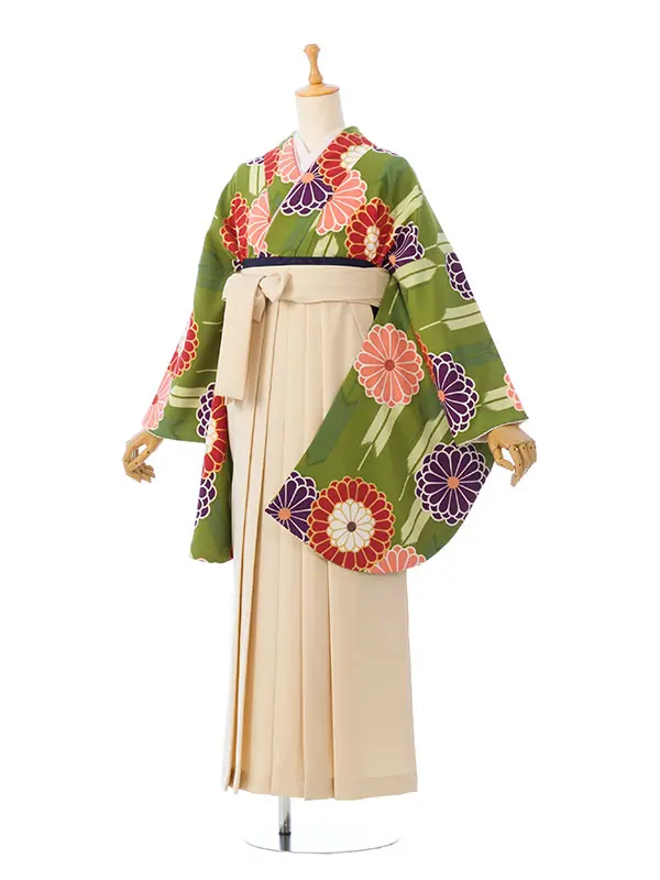 卒業袴 R1402 HDL1402 抹茶 矢絣に菊|ｱｲﾎﾞﾘｰ99