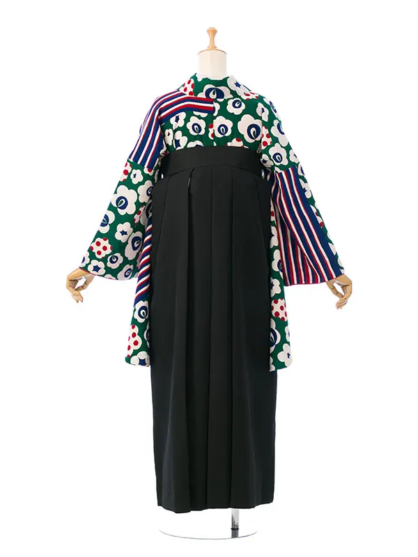 卒業袴 R1342A_HDL342A ﾓﾀﾞﾝA 緑×青/黒白