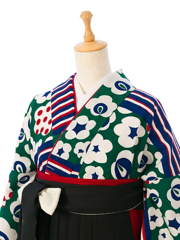 卒業袴 R1342A_HDL342A ﾓﾀﾞﾝA 緑×青/黒白