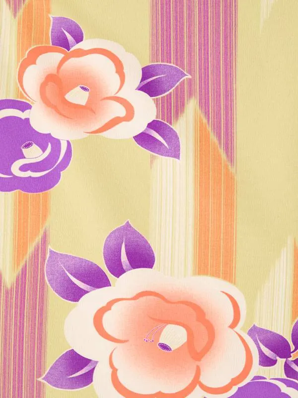 卒業袴 R1483A E-H054-24-10 鶯色 矢絣に椿|紫