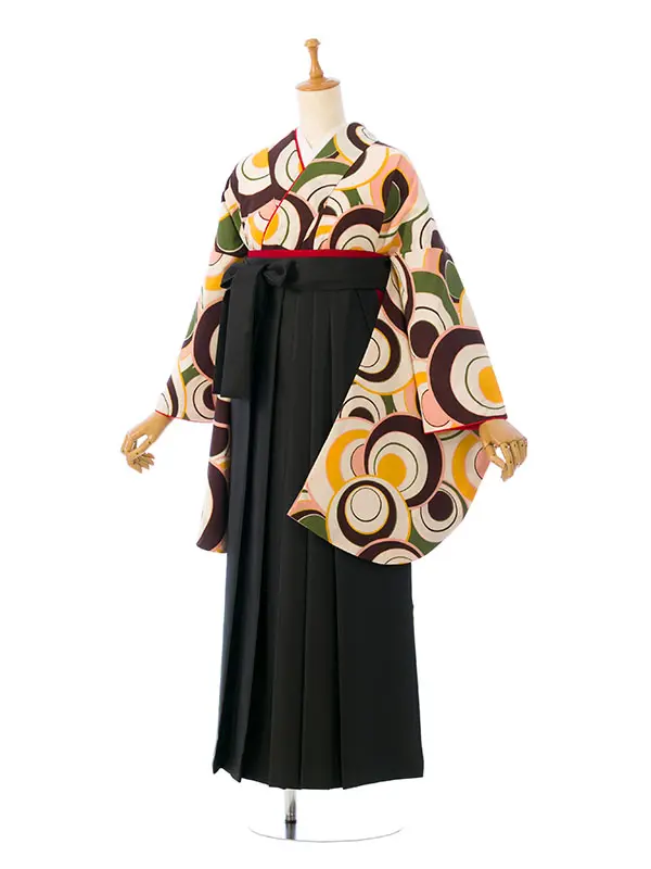 卒業袴 R1534B HDL534B ｸﾘｰﾑ 丸|黒99