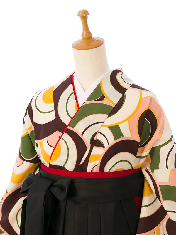 卒業袴 R1534B HDL534B ｸﾘｰﾑ 丸|黒99