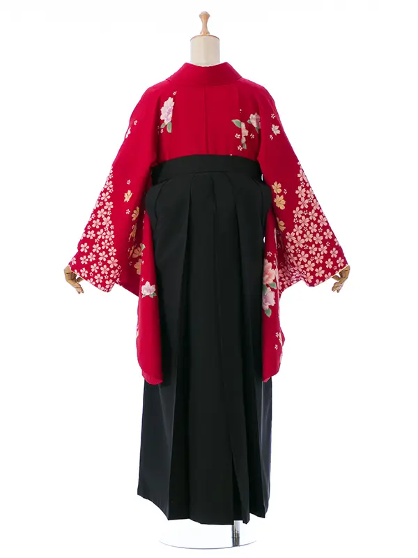 卒業袴 8R1130 HDLA130 赤 牡丹桜|黒 95cm