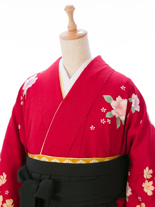 卒業袴 8R1130 HDLA130 赤 牡丹桜|黒 95cm