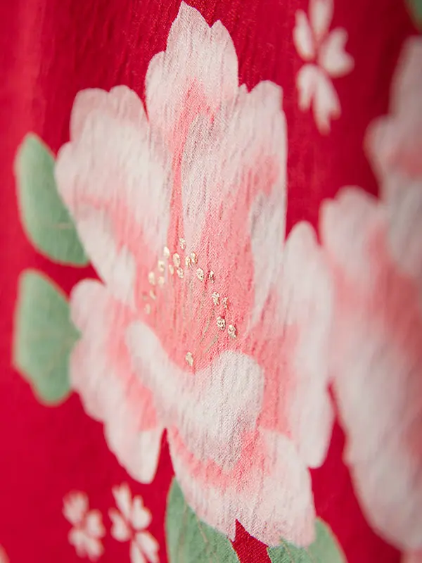 卒業袴 8R1130 HDLA130 赤 牡丹桜|黒 95cm