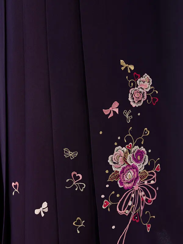 卒業袴 8R1202_8H69-260  白地黒ぼかし 牡丹|紫99