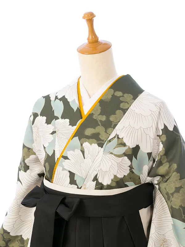 卒業袴 HELE060 HDLE060 抹茶 牡丹 梅|黒袴91