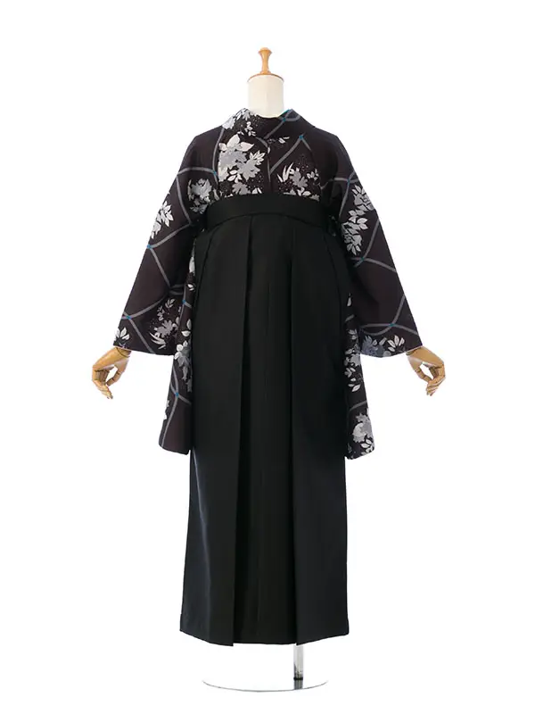 卒業袴 HELE090 HDLE090 黒 立涌に花|黒袴 95