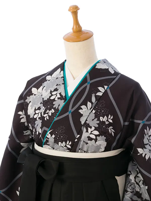卒業袴 HELE090 HDLE090 黒 立涌に花|黒袴 95