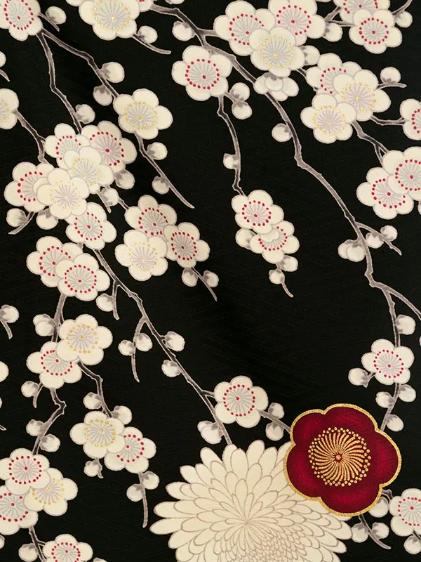 卒業袴 HELE150 HDLE150 九重 黒 梅 菊|ｸﾞﾚｰ 刺繍 95