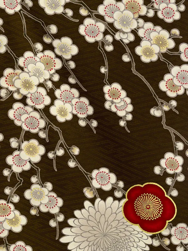 卒業袴 HELE160 HDLE160 九重 茶 梅 菊|ﾍﾞｰｼﾞｭ 刺繍95