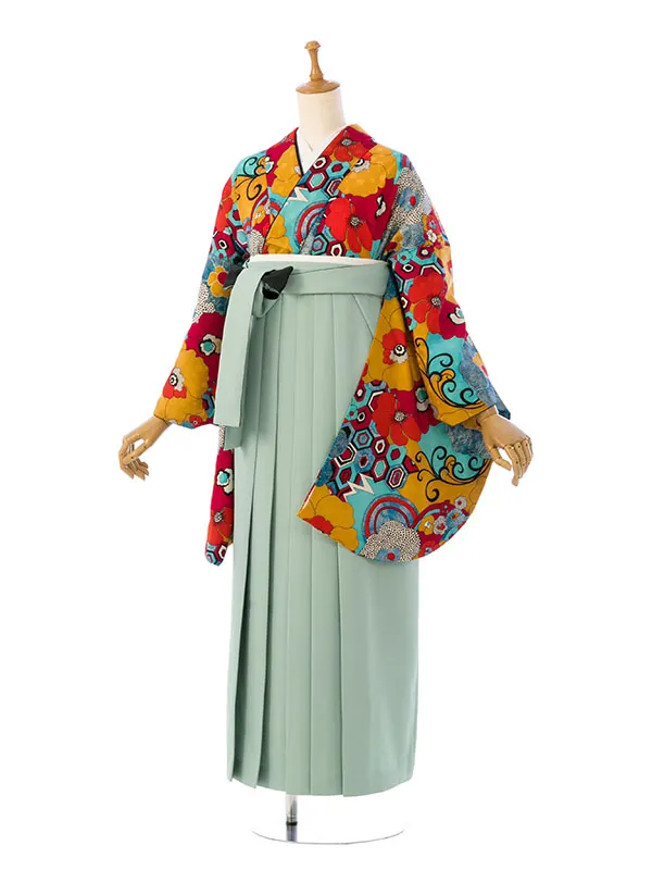 卒業袴 HELE250 HDLE250 MA 水色×ｵﾚﾝｼﾞ|ﾐﾝﾄ×黒 95