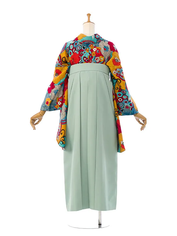 卒業袴 HELE250 HDLE250 MA 水色×ｵﾚﾝｼﾞ|ﾐﾝﾄ×黒 95