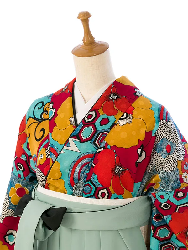 卒業袴 HELE250 HDLE250 MA 水色×ｵﾚﾝｼﾞ|ﾐﾝﾄ×黒 95