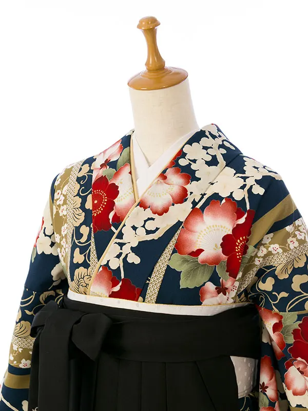 卒業袴 HELE350 HDLE350 詩羽 緑 花|黒 刺繍 95cm