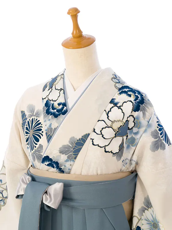 卒業袴 HELE360 HDLE360 KS 白練 牡丹桜|ﾍﾟｰﾙﾌﾞﾙｰ