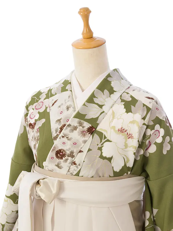 卒業袴 HELE380 HDLE380 KANSAI 抹茶|ｵﾌ白