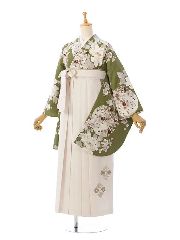 卒業袴 HELE38A HDLE38A KANSAI 抹茶|ｵﾌ白