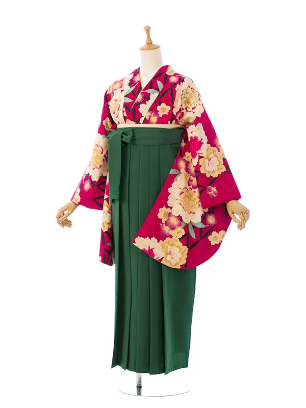 卒業袴 HELE390 HDLE390 赤 牡丹 桜 七宝|ｸﾞﾘｰﾝ 95