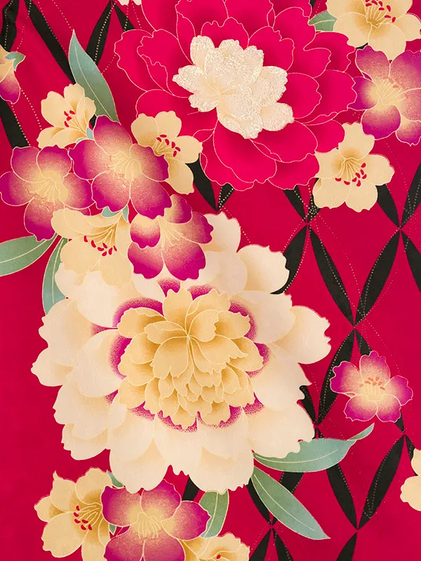 卒業袴 HELE390 HDLE390 赤 牡丹 桜 七宝|ｸﾞﾘｰﾝ 95