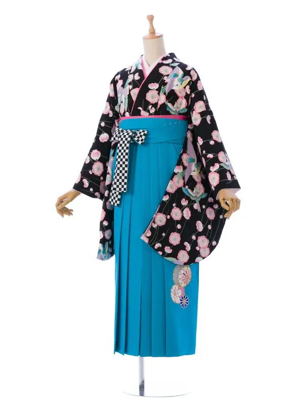 卒業袴 R0122 H179-24-2 黒地 枝垂れ桜|ﾀｰｺｲｽﾞ袴