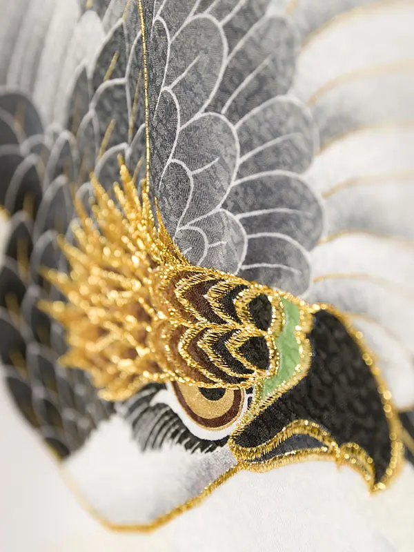 男児産着 HALA041 白地 鷹に鼓 松竹梅 | 化繊