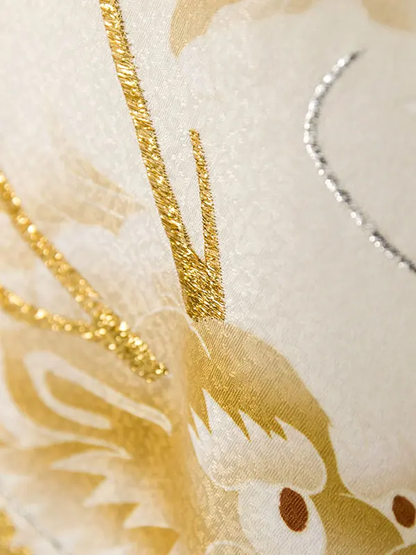 男児産着 HALA143 花うさぎ 金茶×ｸﾘｰﾑ 龍|化繊