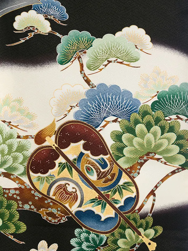 男児産着(6月-9月) HALA148 単衣 黒鷹刺繍| 化繊