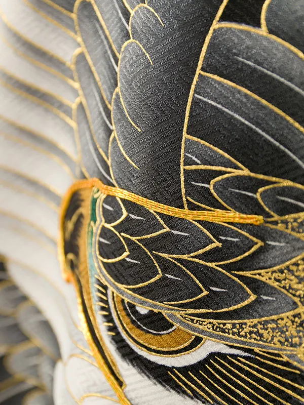 男児産着(6月-9月) HALA148 単衣 黒鷹刺繍| 化繊