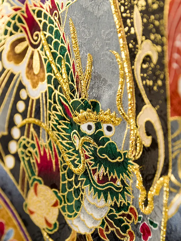 男児産着(6月-9月) HALA150 単衣 濃緑ｸﾘｰﾑ兜に熨斗刺繍| 化繊