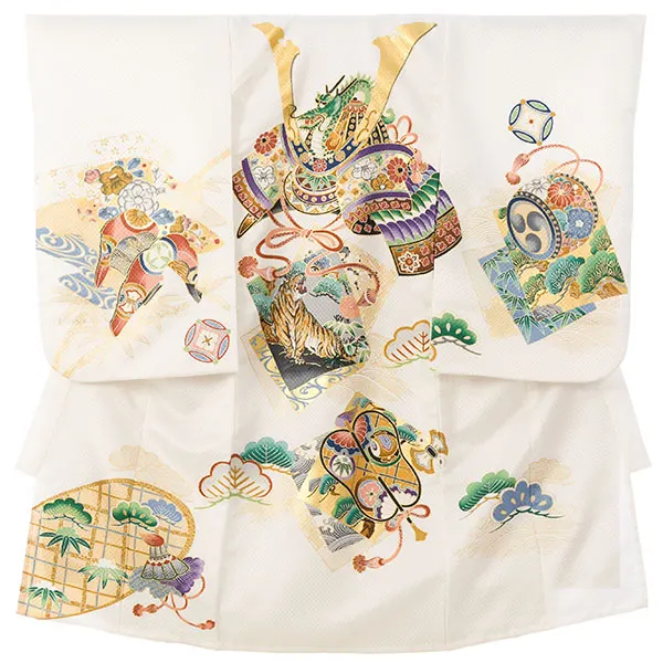男児産着(6月-9月) HALA155 単衣 白兜刺繍| 化繊
