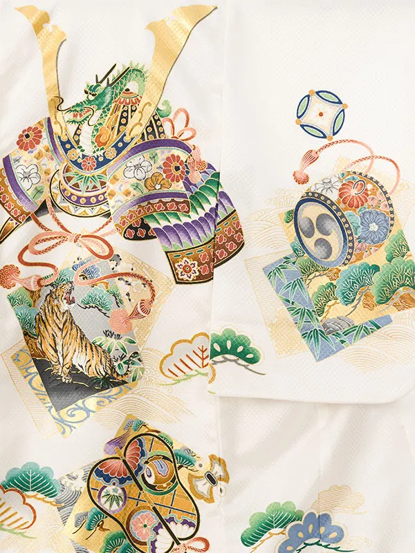 男児産着(6月-9月) HALA155 単衣 白兜刺繍| 化繊
