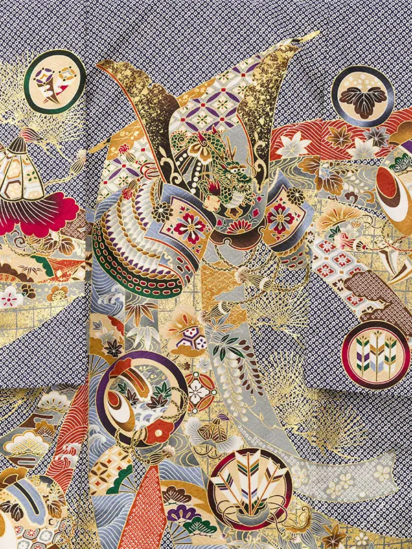 男児産着(6月-9月) HALA157 単衣 疋田紺兜| 化繊