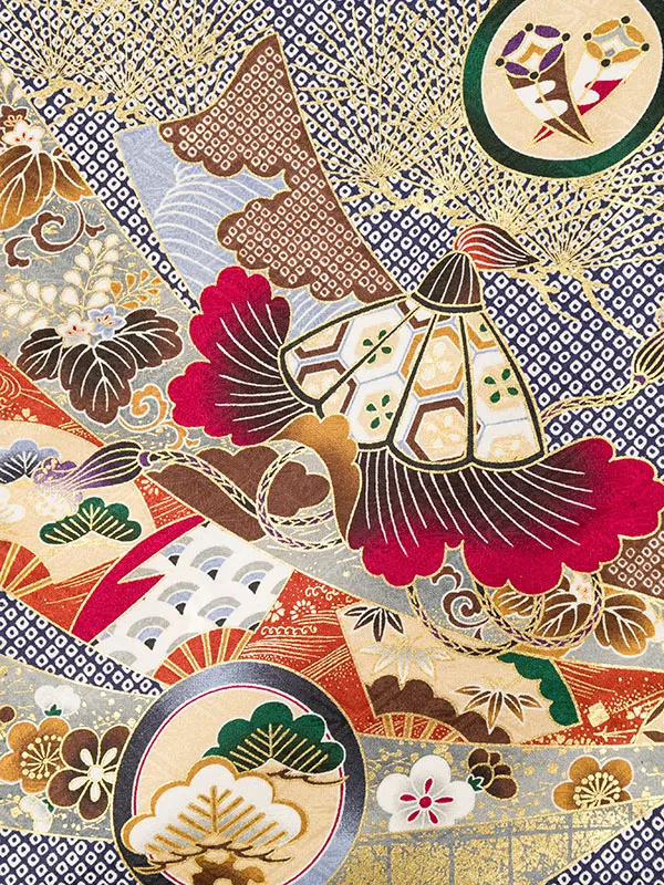 男児産着(6月-9月) HALA157 単衣 疋田紺兜| 化繊