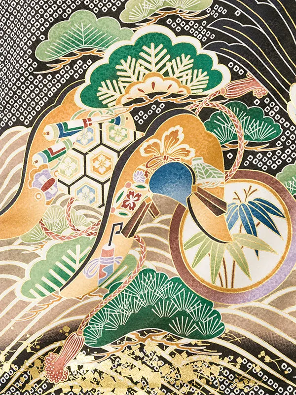 男児産着(6月-9月) HALA159 単衣 疋田黒鷹| 化繊