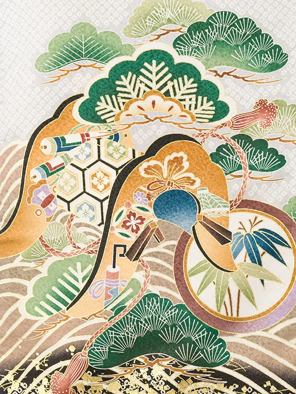 男児産着(6月-9月) HALA160 単衣 疋田薄ｸﾞﾚｰ/黒兜| 化繊