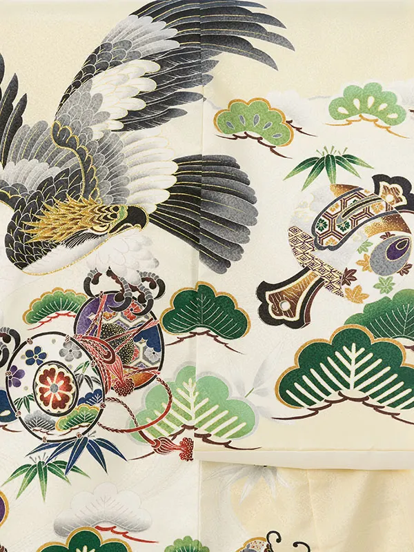 男児産着 HALA167 ｸﾘｰﾑ 鷹|化繊