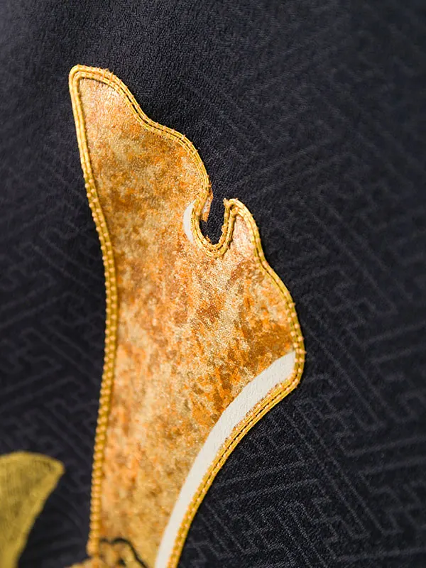 男児産着 HALA171 紺 鷹に兜 金彩|化繊