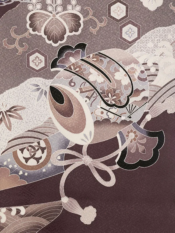 男児産着 HALA173 茶 鷹 銀彩|化繊